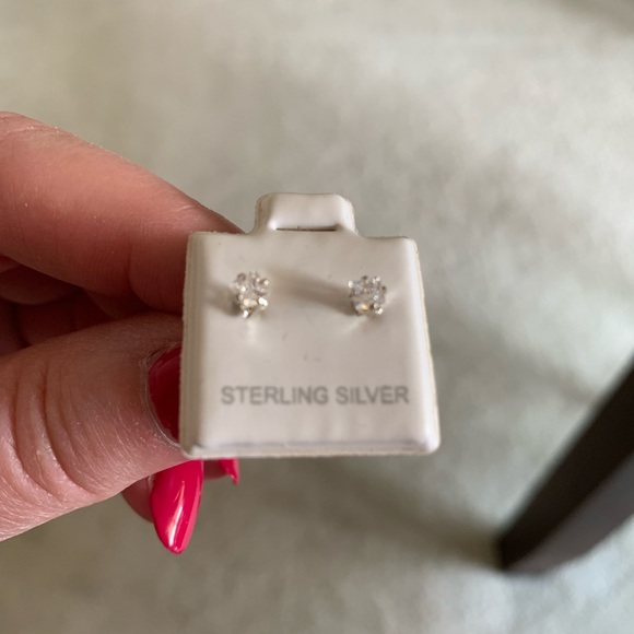 Tiny cubic zirconia earrings.  NWOT - Picture 7 of 7